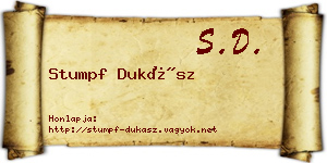 Stumpf Dukász névjegykártya